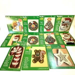 11 Vintage Bucilla  Shapes Christmas Trees Candy Cane‎ Bell Wreath Angel Santa
